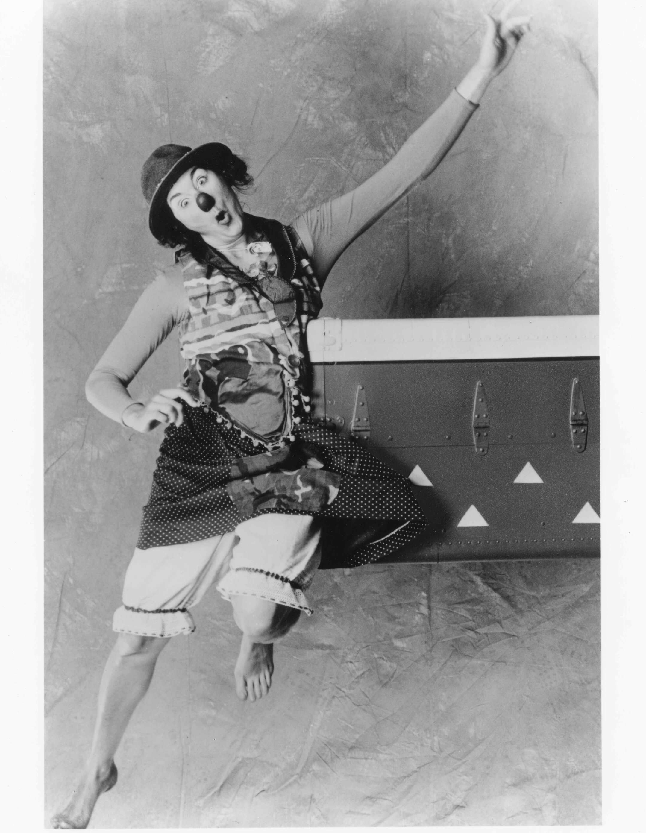 Victoria Millard with clown trunk